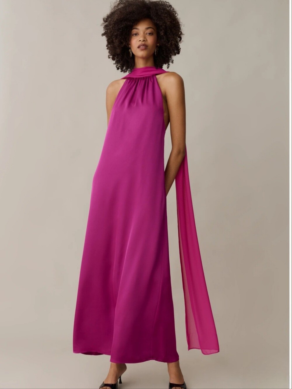O.P.T NWT Alessia Elegant Halter Maxi Magenta Dress $198 Retail See Description